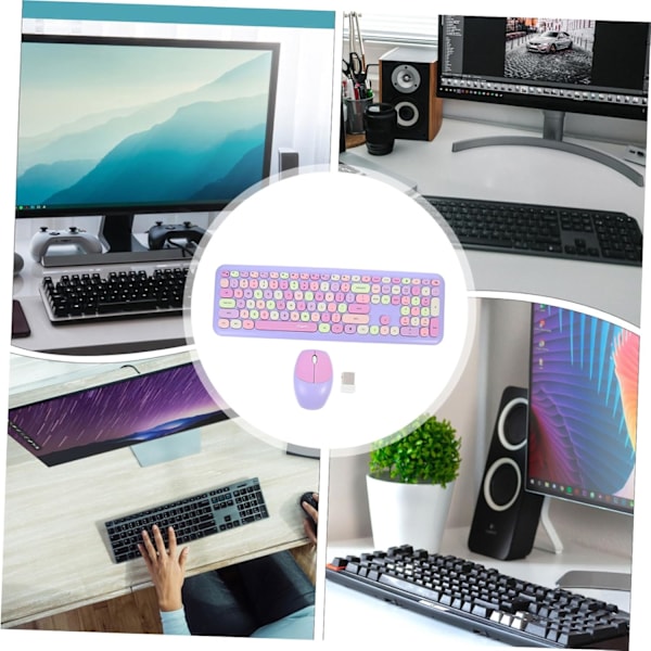 Langaton näppäimistö ja hiirisetti Plug Play 10m liitettävyys kannettavalle tietokoneelle PC musta