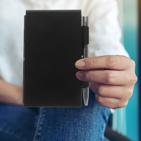 2 sæt notesbøger i aluminiumslegering med pen, aftagelig mini-notesblok