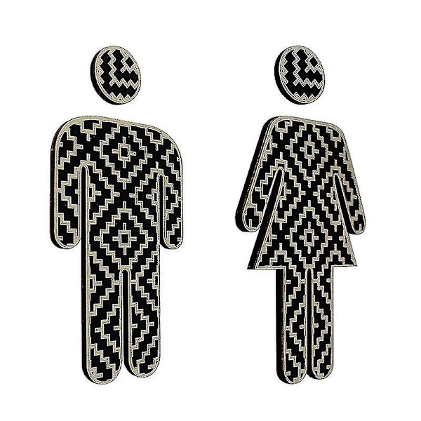 2 kpl Puu WC-kyltit Unisex Itseliimautuva Varoitusmerkki Miehet Naiset Logo Kylpyhuone