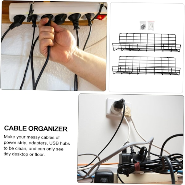 Skrivbord 2st Metall Kabelorganiseringsbox Skrivbord Trådorganiserare Svart Robust och Utrymmesbesparande Färg