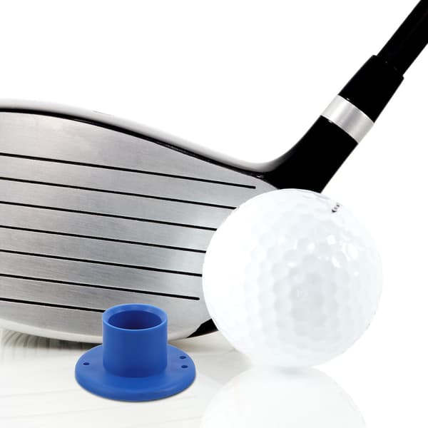 2 stk. blå gummi-golftees til driving range og simulatorøvelse, ubrydelig golfteeholder