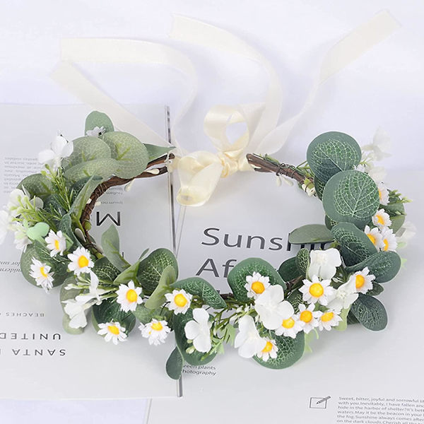 Bryllups Boho Blomsterkrans Jente Blomster Hodebånd Blomsterkrans Dag Fest Krans Hår Blomster Hodebånd Blomsterkrans