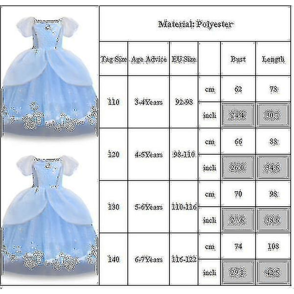 Piges Tulle Tutu Ballkjole Ærme Kostume Paty 6-7 Years