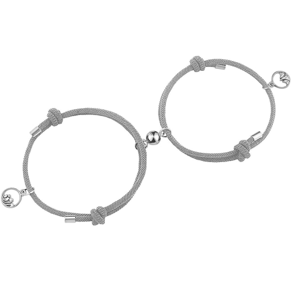 Par armband med magnet - grå
