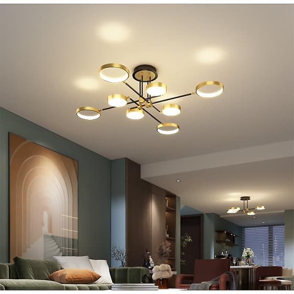 LED Loftlampe Dæmpbar Sort Guld Cirkel Design 75cm