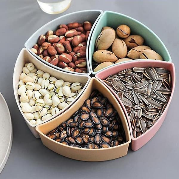 Rund Oppdelt 5-roms Snacks Organizer Beholder