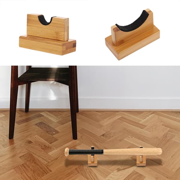 Træ baseballbatophæng Par Horisontal Displayholder Solid Bambus Bat Støttebase Bordholder