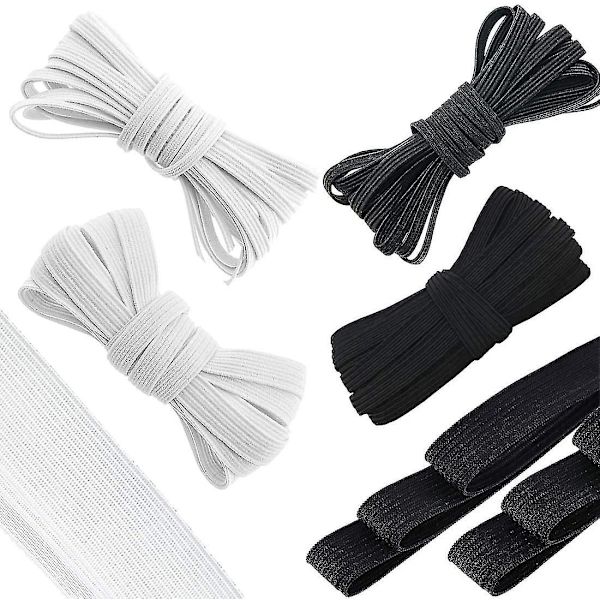 Elastisk 6mm 10mm 20mm Bred 30m Sort Hvid Syning DIY U-formet