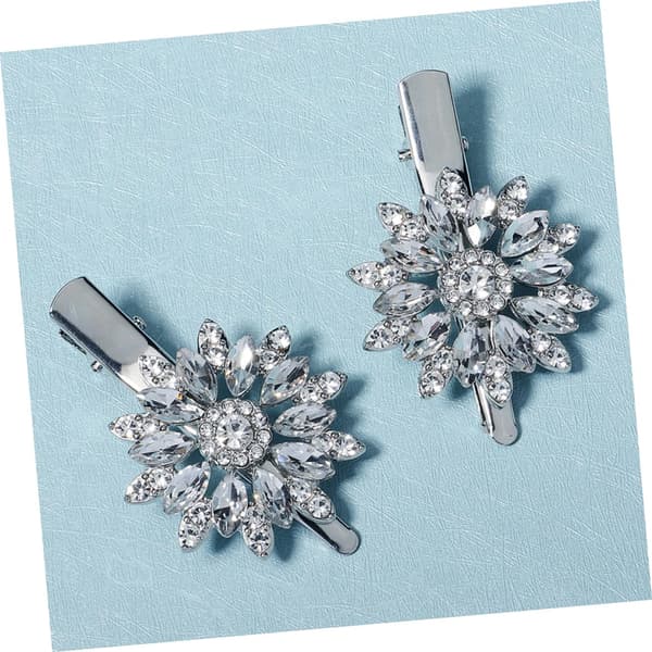 2 st strassblomma hårnålar sidohårklämma strass hårklämma