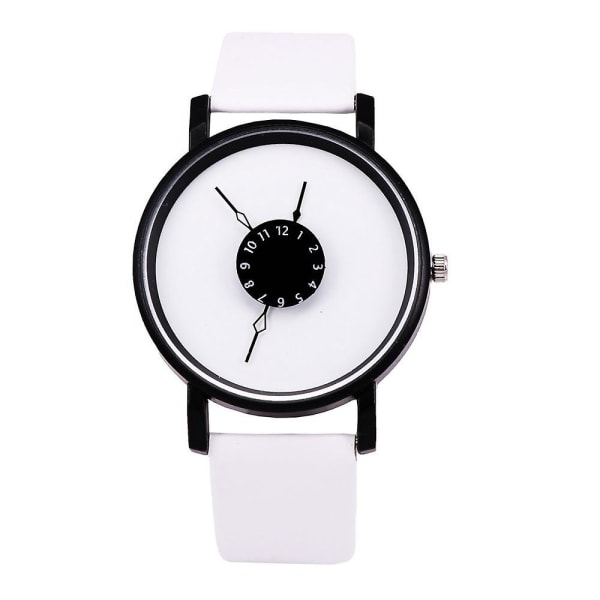 Inverted Pointer Watch Kvinnelig Student Par Nøytral Quartz Menn Black face and white ribbon