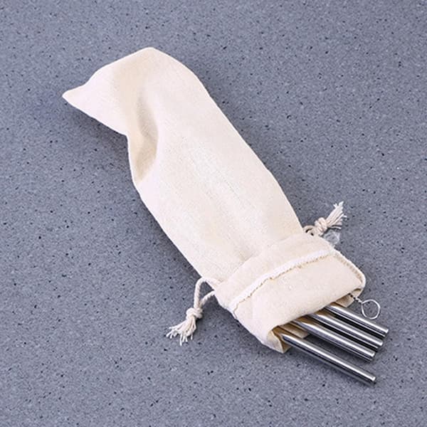 10 st bestickförpackningspåsar bärbara bestickpåsar dragsko sugrörspåse enkel design bomull