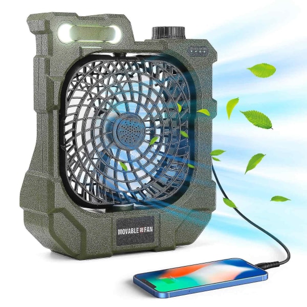 2-i-1 Camping LED-lys med ventilatorteltlampe, 3 lysstyrkeindstillinger