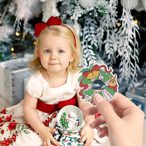 Jule Blind Box Sett 8 stk DIY Diamantmaleri Nøkkelring anheng Diamantbroderi Nøkkelring Barn C