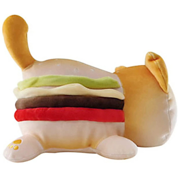 Fyldte Kattedyr Aphmau Meemeows Kat Bløde Legetøj, Kat Meow Meow Blød Plys Donut Hamburger Kat Plys Dukke (Hamburger Kat, 9.84 Tommer)
