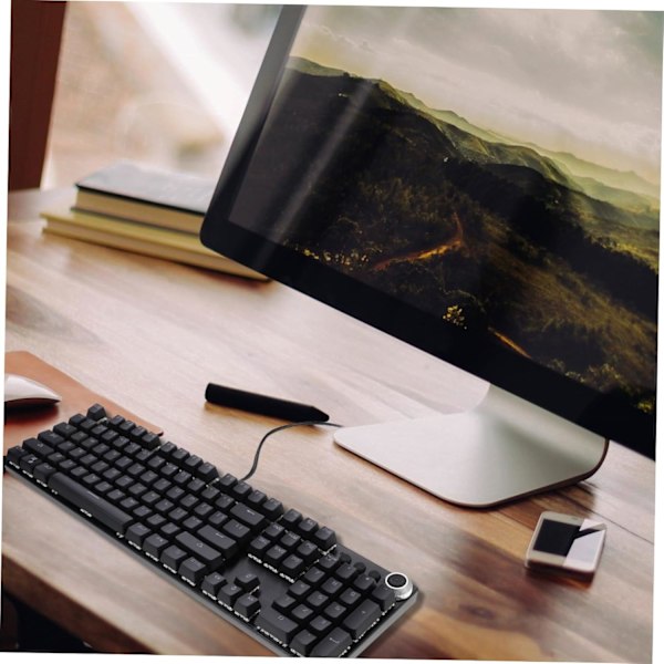 Ergonomiskt tangentbord Ergonomiskt RGB-bakgrundsbelyst mekaniskt speltangentbord 104 tangenter Trådbundet USB-speldator tangentbord