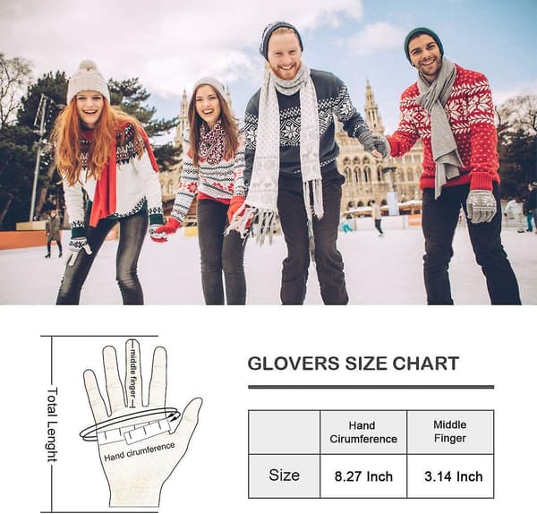 Dame Strikket Handsker Touchscreen Vinter Sneblomst Tryk Varme Vanter Unisex
