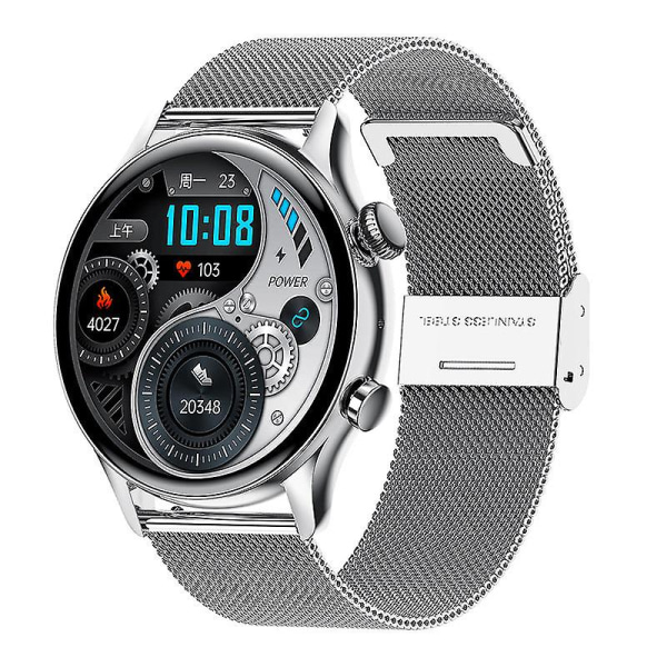 Bluetooth-opkald Watch Puls Blodtryk Blod Iltovervågning Nfc Offline Betaling Black leather vinyl