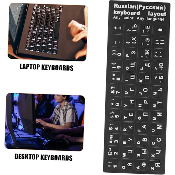 Venäläiset näppäimistötarrat 5 arkkia, näppäimistötarrat, mattapintainen, helppo asennus, tukeva
