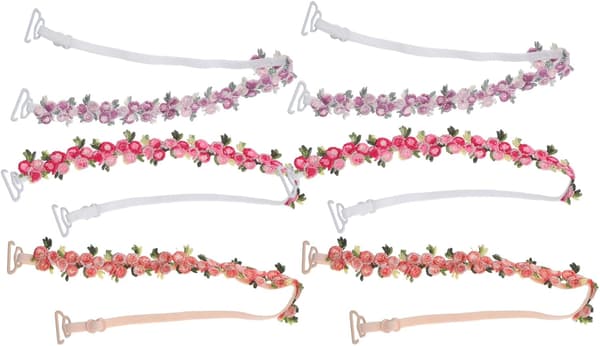 3 par blomsterstropper, broderte skulderstropper for kjoler, tilbehør