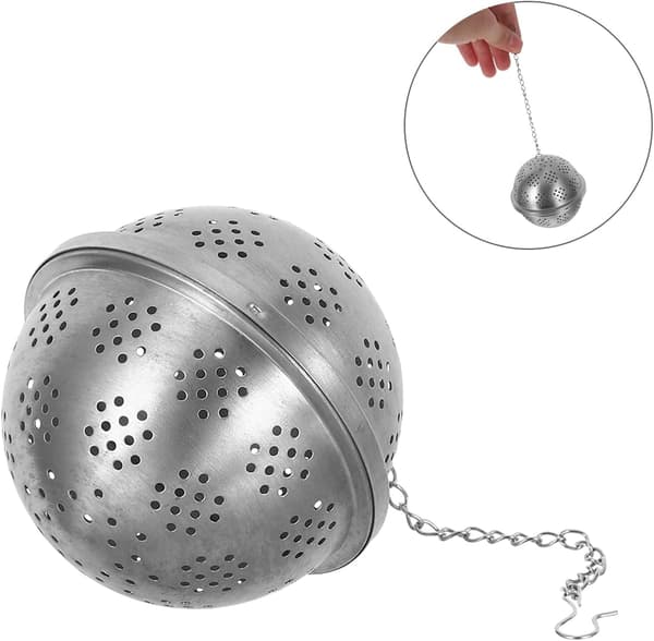 Tekuglefilter i rustfrit stål med krog, rigelig plads til løs te og krydderier