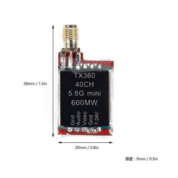 Tx360 5.8G 600mW 40ch AV-lähetin FPV:lle