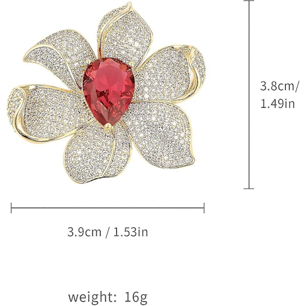 Modebroscher i guld för kvinnor, blommor, strass, röda kristaller, bröllops smycken, present