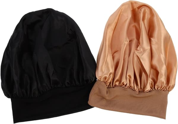 2 st Högelastiskt Satin Pannband Sovmössa för Kvinnor Bekväm Hushåll