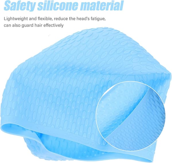 Vanntett svømmehette i stor størrelse i silikon med dråpedesign, elastisk unisex svømmehette