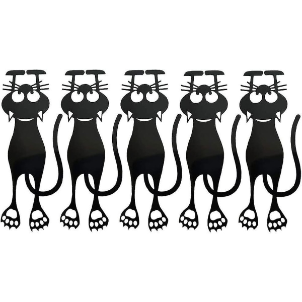 Svart Kattunge Katt Plastbokmärken Kreativa Hollow Kattungebokmärken Ljuvliga hållbara 3d-djurbokmärken för läsare, kvinna och barn (svarta)(5 st)