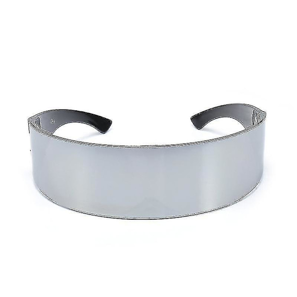80'er Futuristiske Cyklop Punk Visir Solbriller med Translucent Spejl Linser (Fås i Flere Farver), One Size A