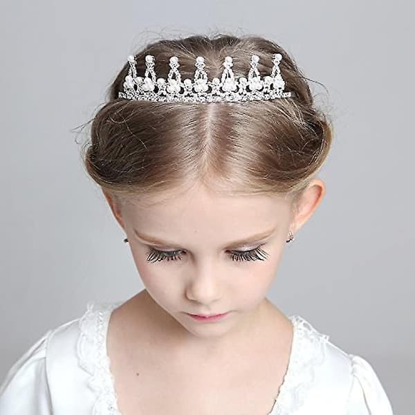 Børne Krystal Tiara Krone Til Blomsterpiger, Perle Prinsesse Kostume Krone