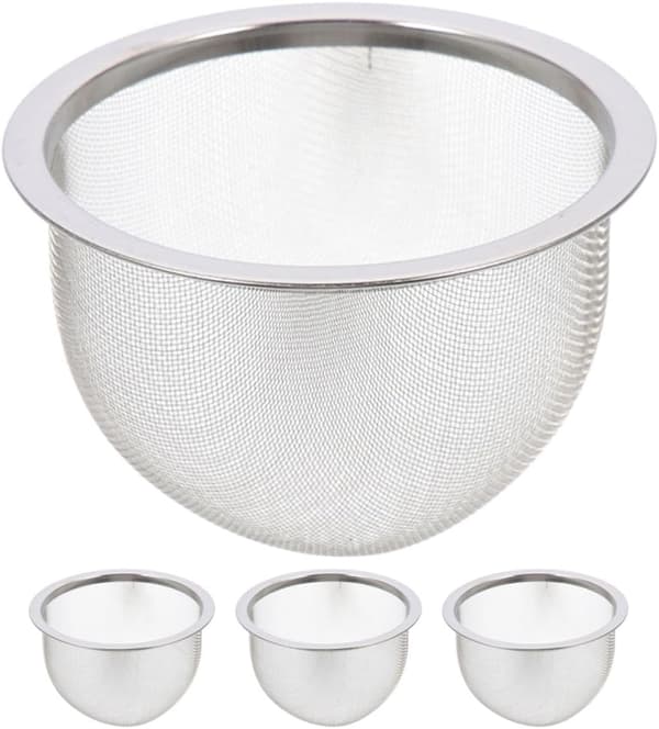 4 stk. tefiltre i rustfritt stål, 8,5 cm diameter, finmasket erstatning