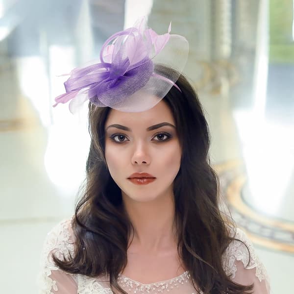 Brude Plume Mesh Retro Lilla Pandebånd Hårklemme Kvinder Bryllup Teselskab Tilbehør