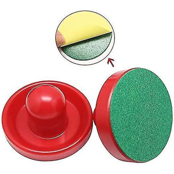 Lufthockey-pushere 2 stk 60mm filtpusher 4 stk røde pucker erstatning