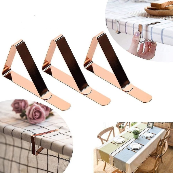 Bordduksklämmor i rostfritt stål, 3-pack Flexibla picknickborddukshållare för utomhus och inomhus Bordduksklämmor för camping, bröllop, fest, middag