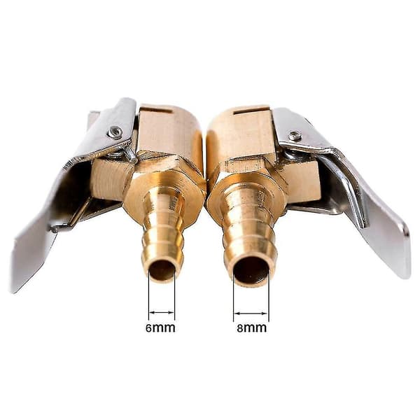 Bil Luftpump Adapter Koppar 6mm Clip-on Munstycke Adapter (4st, Guld)