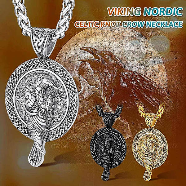 Norse Smykker Ravn Halskæde Rustfrit Stål Odin Kråge Vedhæng Nordisk Amulett Lmell Gave