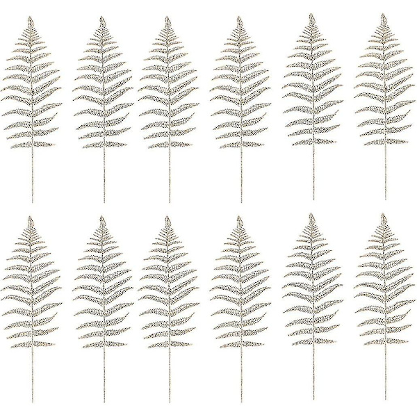 12 st Glitter Persiska Löv Konstgjorda Buskar Löv Bröllop Bord Blomsterarrangemang Guld Bd-yuhao