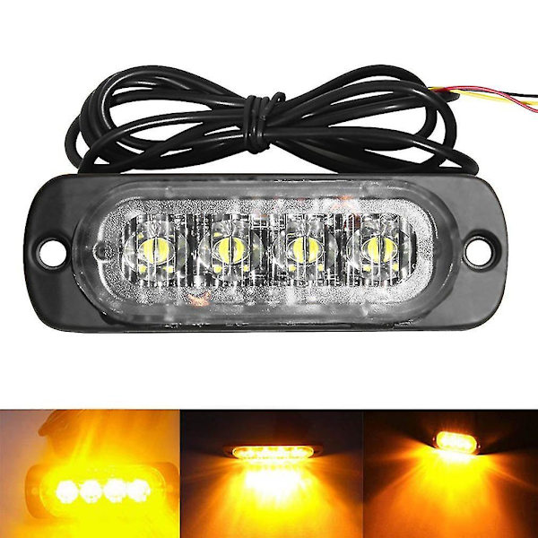 4 LED Bil Lastbil Strobe Blinklys Sideadvarsel Forsigtighed Lampe