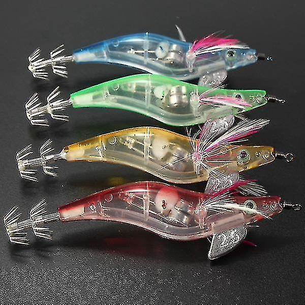 4 stk 10 cm 18g Multifarve Rejer Blinkende Led Agn Krog Lille blæksprutte Jig Fiskelok