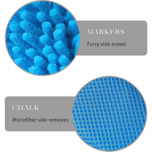 Mikrofiber Shag Tørrmarkørtavle Visker Shag Vaskbar Tørrmarkørtavle Visker For Kritt, Klasseromslærerutstyr, Hjem Og Kontor (blå) 4stk