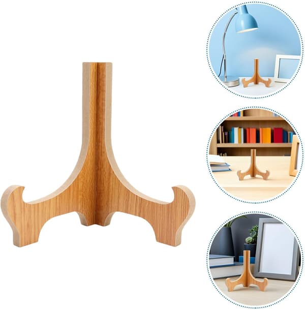 3 st träplattställ för display med robust stöd och elegant design, lämplig