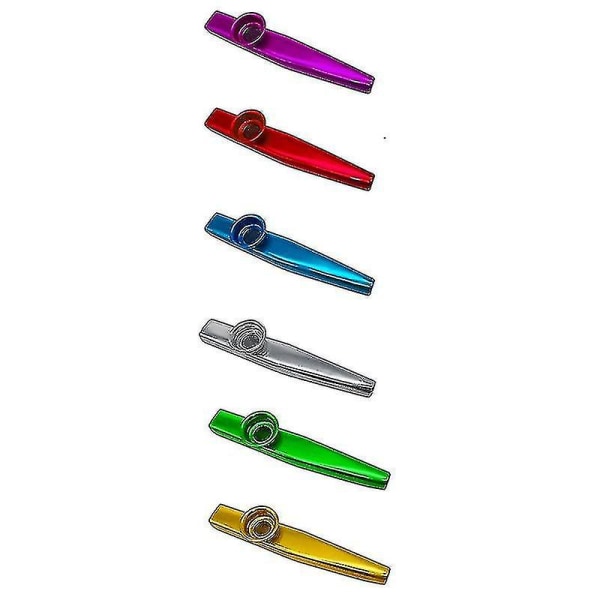 24-pakning metall Kazoos med 24 stk Kazoo fløytemembraner 6 farger, god følgesvenn for ukulele, fiolin