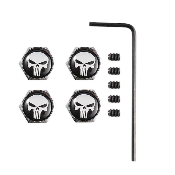 4 kpl Universal Skull Head Wheel Tire Valve Caps