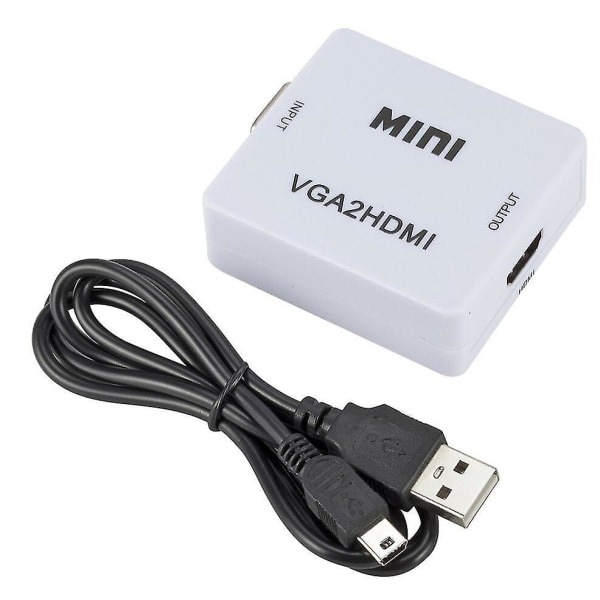 Mini VGA til HDMI Converter Box Audio Adapter 1080P
