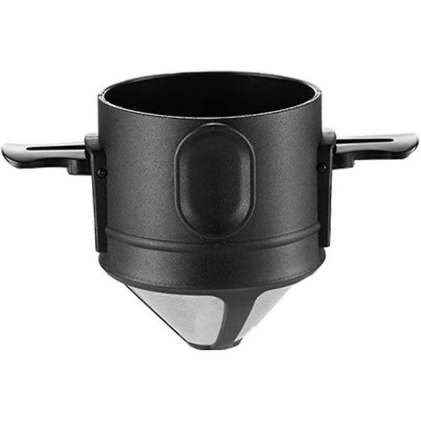 Kegleformet Kaffe Drypper Filter, Rustfrit Stål Kaffefiltre Kaffe Maskine Med Rengøringsbørste Til Hjem Kontor Rejse, Sort (1 stk)