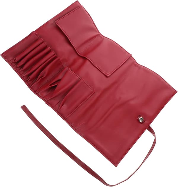 Bærbar Makeupbørste Organizer Taske til Kvinder Rejse Roll-up Pu Makeupbørsteholder