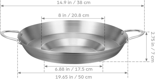 Flat konkav stekepanne non-stick stekepanner i rustfritt stål, solid konstruksjon