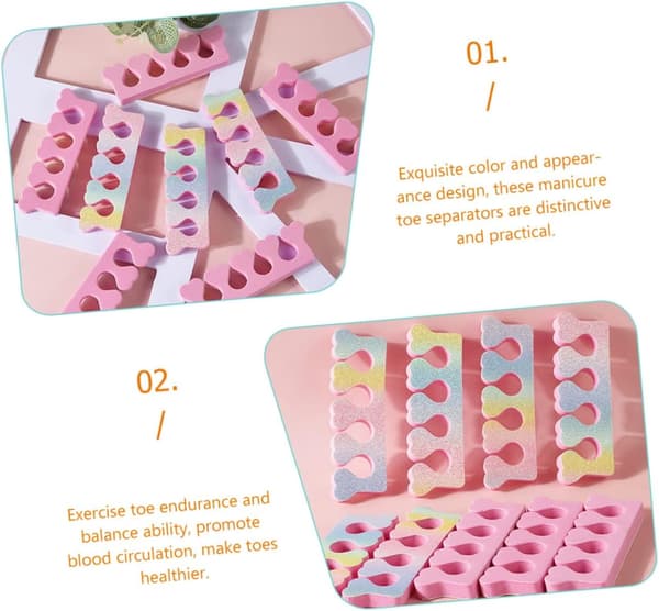 30 stk. neglekunst tådelere hjerteformede rosa gradient Eva manikyr pedikyr separatorer