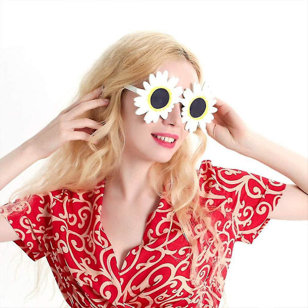 Solrosformade Solglasögon Hawaii Party Kostymglasögon (Vita) 2 stycken rose Red
